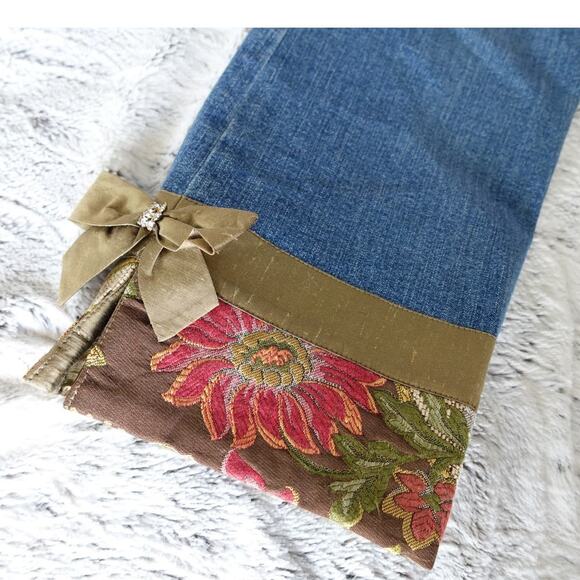 The Denim Taylor brocade n bling jean jacket n silk belted jeans n trim 14 - Picture 15 of 16